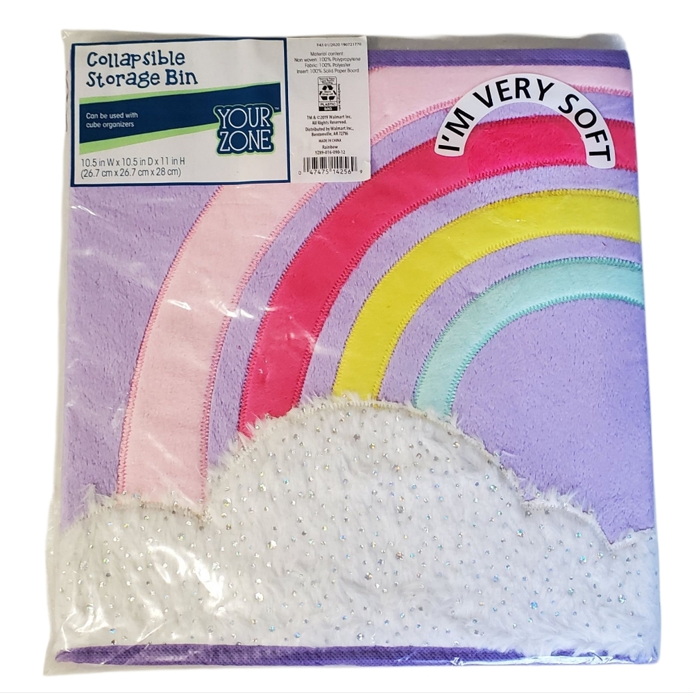 NEW Your Zone Collapsible Storage Bin with Rainbow Design